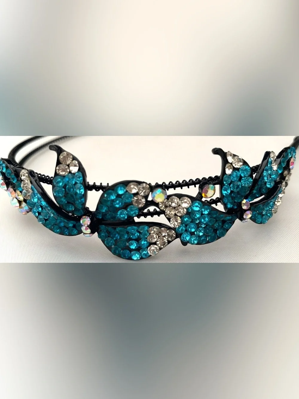 Multi Color Blue & AB Crystal Headband - Elegant Women's Hair Accessory